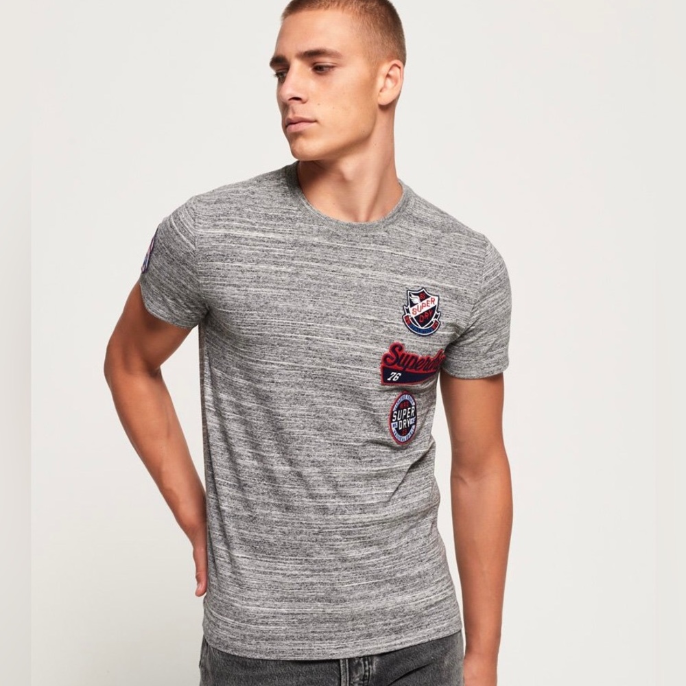 SuprerDry Men’s Patches Gray Tee S